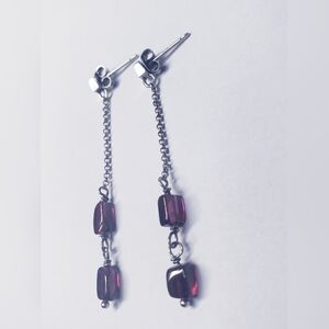 Chain Drop Amethsyt  Dangle Earrings
